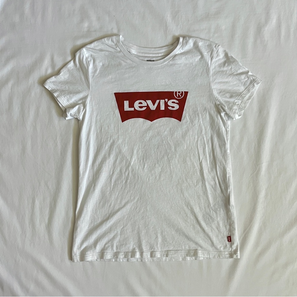 Levi’s Logo Short Sleeve Top | White Graphic Tee Size S